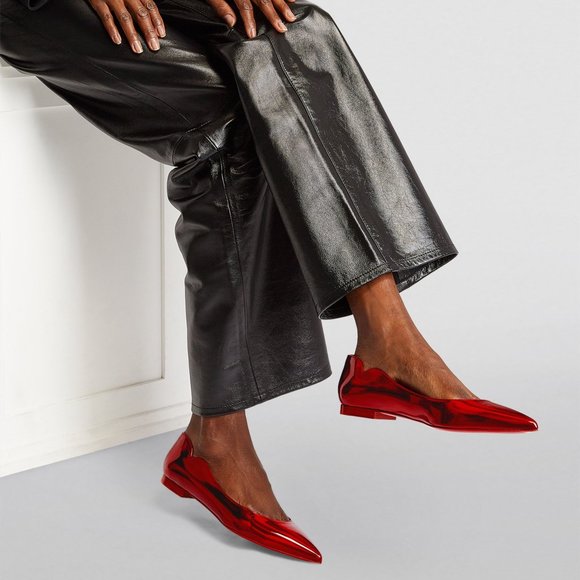 Christian Louboutin HOT CHICKITA Scallop Patent Ballerina Flat Shoes Loubi - Picture 4 of 16